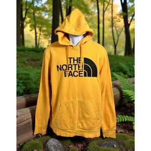 The North Face Yellow Sweatshirt Hoodie Men's Sz L Thick Heavyweight Pullover